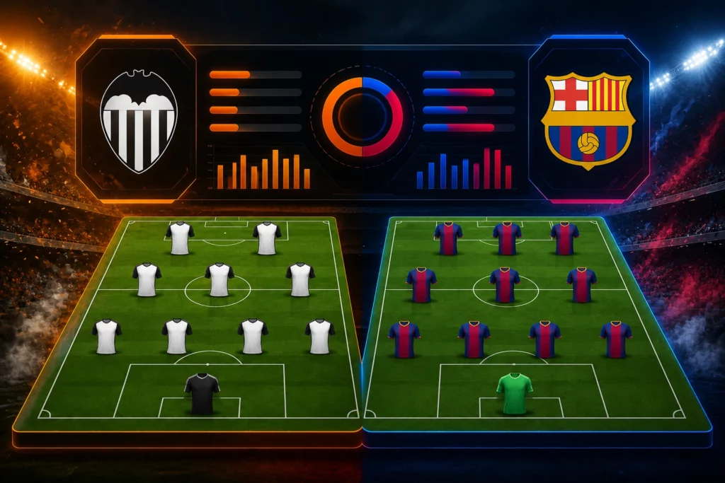 Statistik dan Susunan Pemain Valencia vs Barcelona